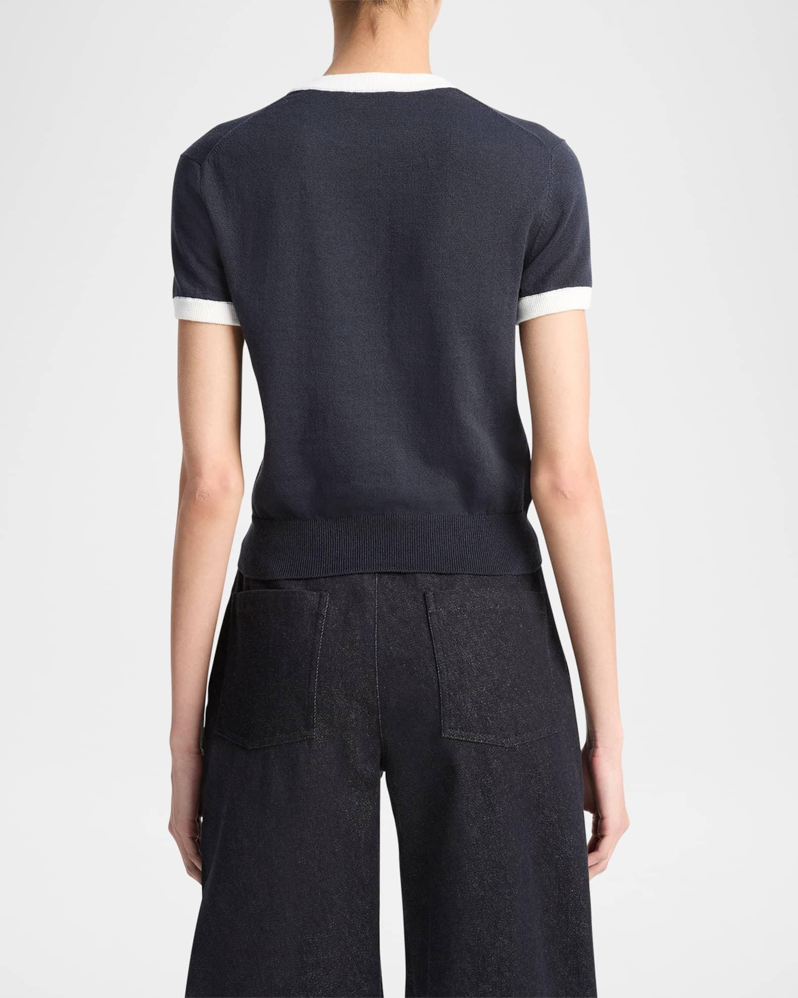 Short-Sleeve Ringer Sweater Tee Product Image