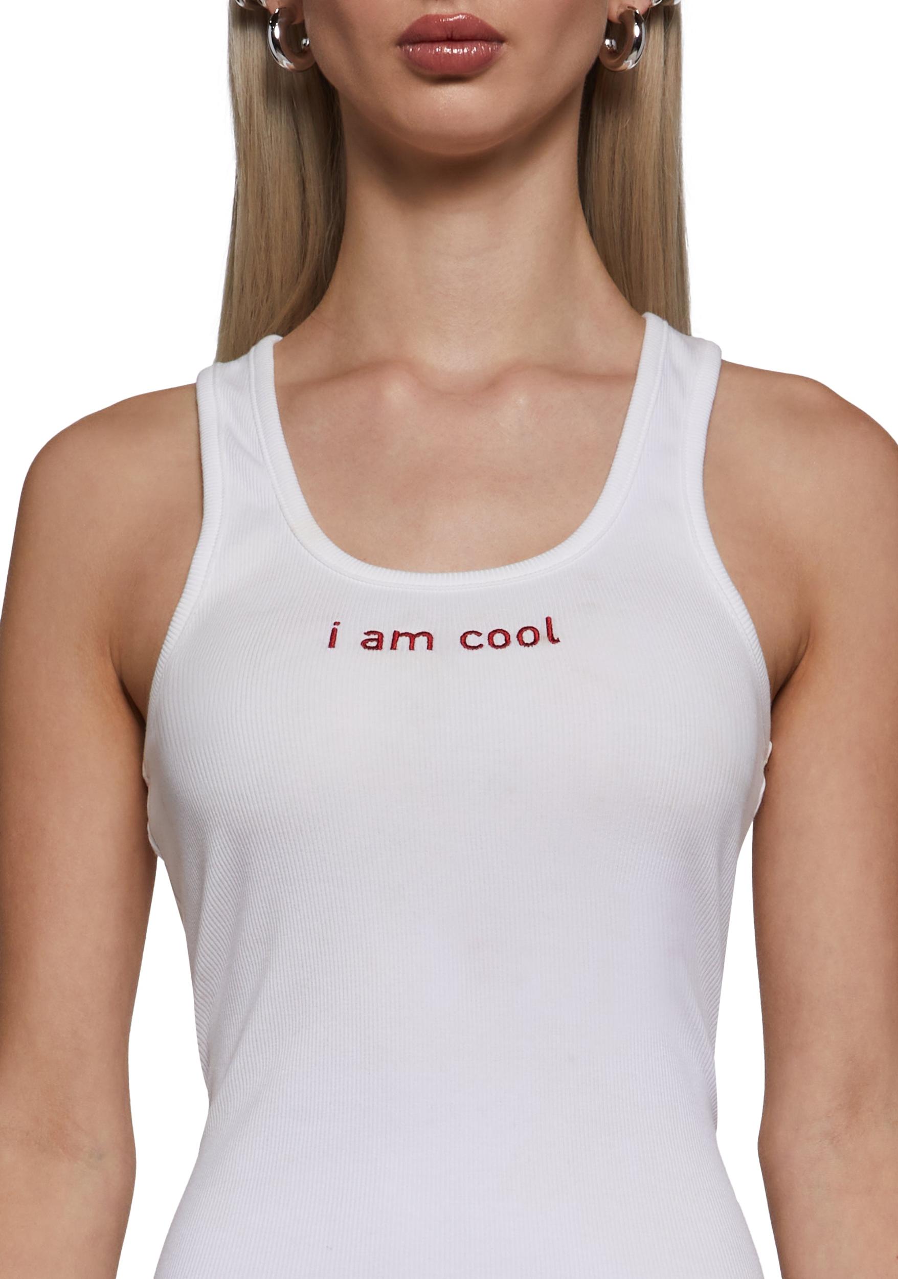 I Am Cool Tank Top - White/Red Product Image