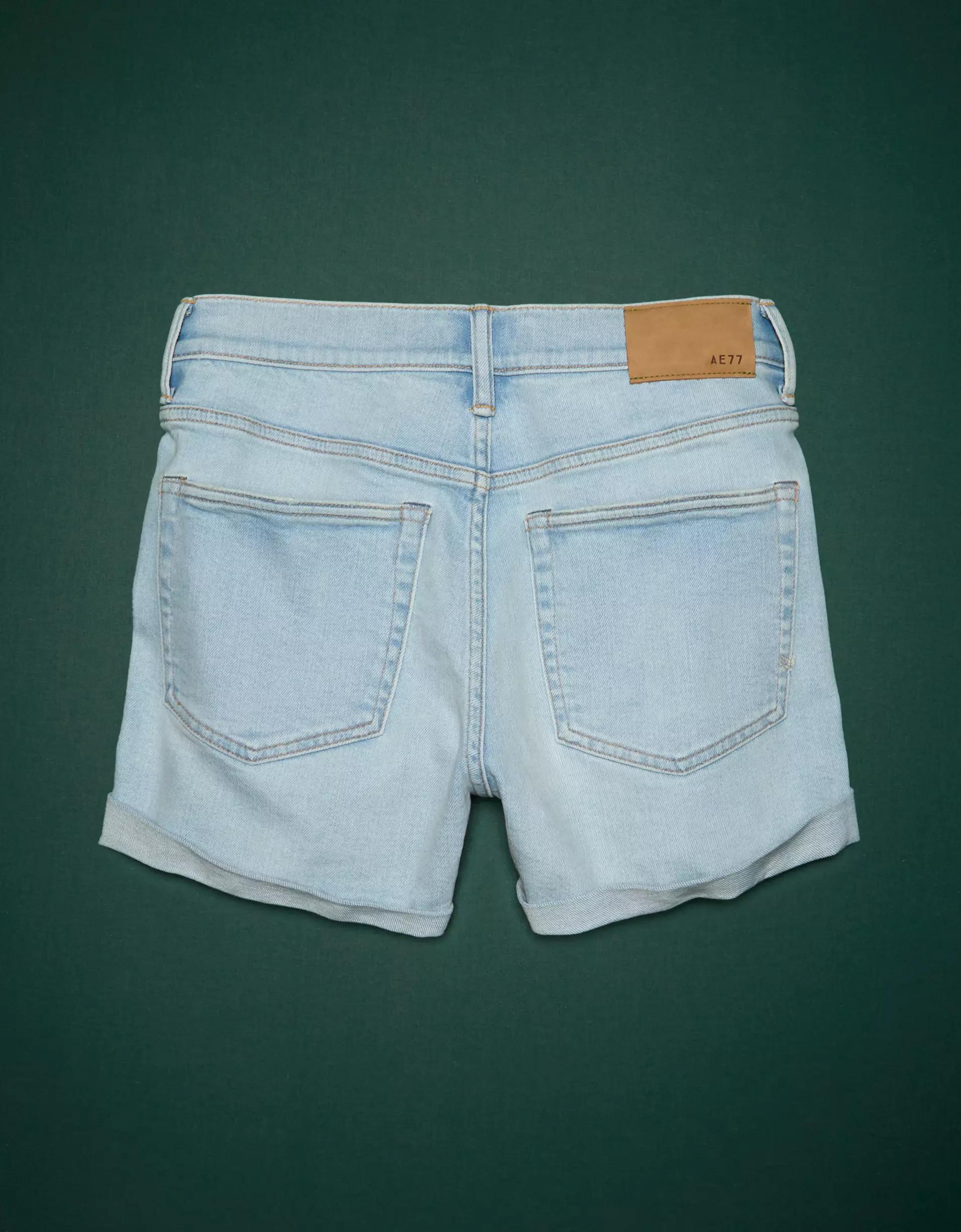 AE77 Premium High-Waisted Cut-Off Denim Short Product Image