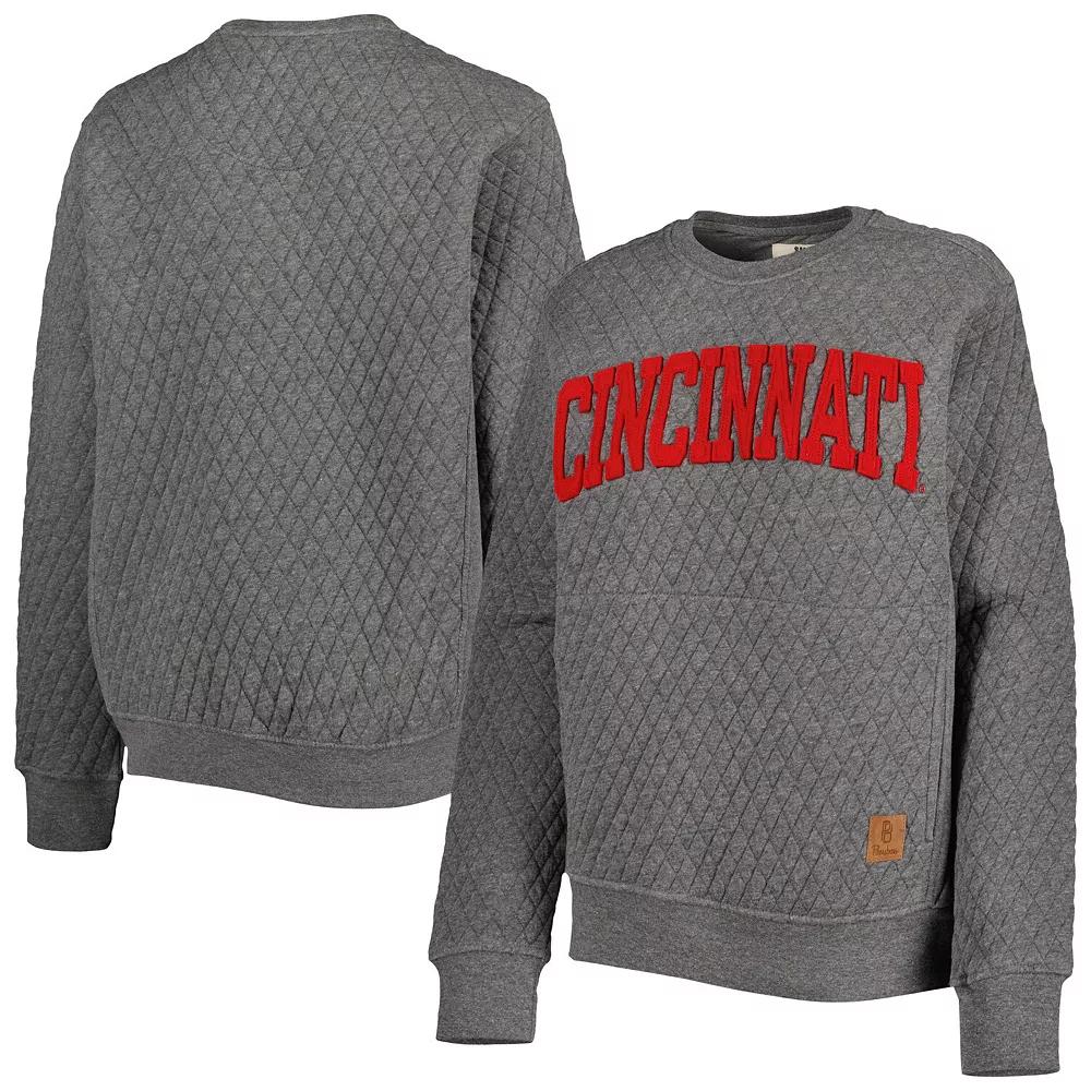 Women's Pressbox Heather Charcoal Cincinnati Bearcats Moose Quilted Pullover Sweatshirt,  Product Image