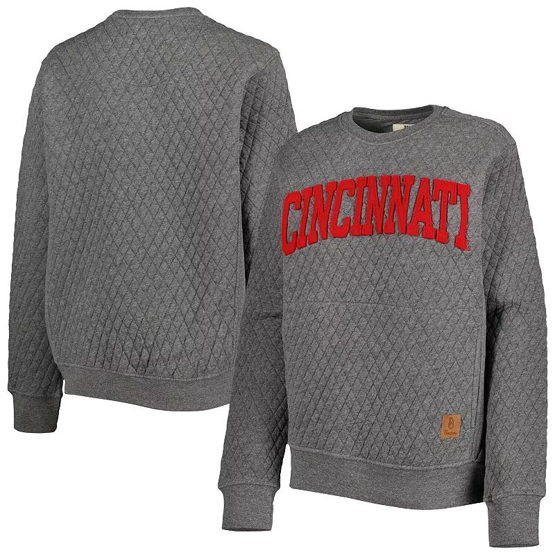Women's Pressbox Heather Charcoal Cincinnati Bearcats Moose Quilted Pullover Sweatshirt,  Product Image