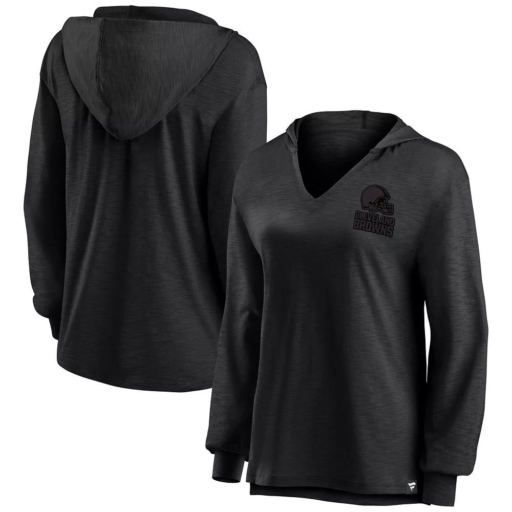 Women's Fanatics Green Bay Packers Blackout Slub Hoodie V-Neck Long Sleeve T-Shirt,  Product Image