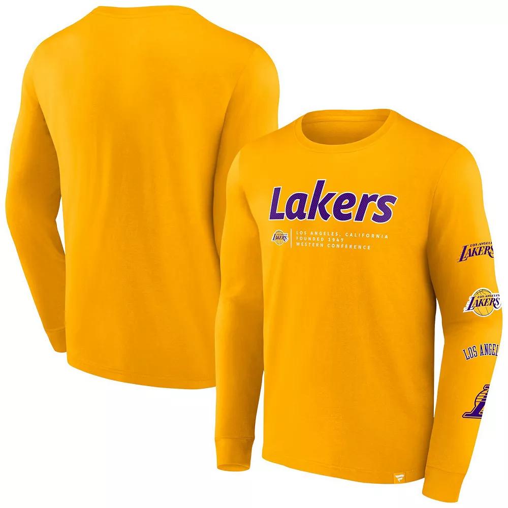 Men's Fanatics Branded Gold Los Angeles Lakers Baseline Long Sleeve T-Shirt,  Product Image