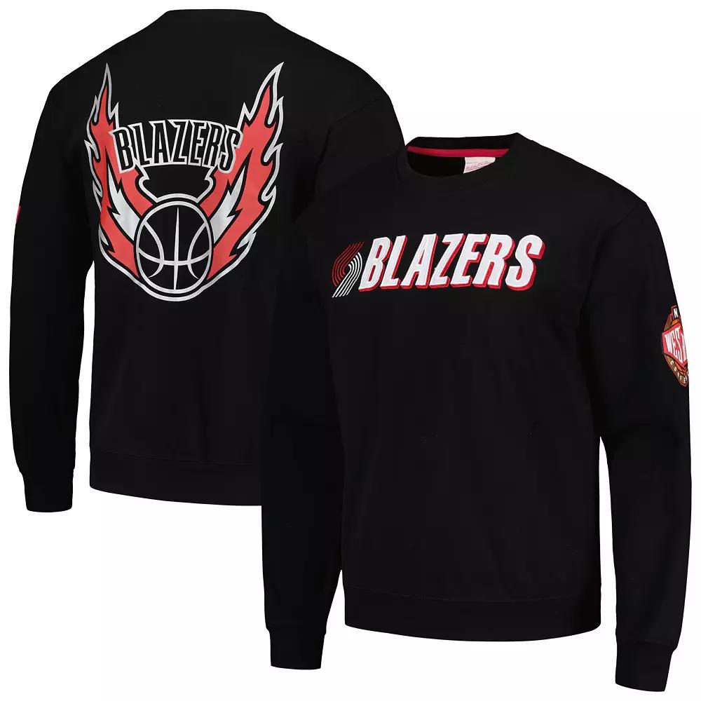 Men's Mitchell & Ness Black Portland Trail Blazers Hardwood Classics There and Back Pullover Sweatshirt, Size: 4XL Product Image