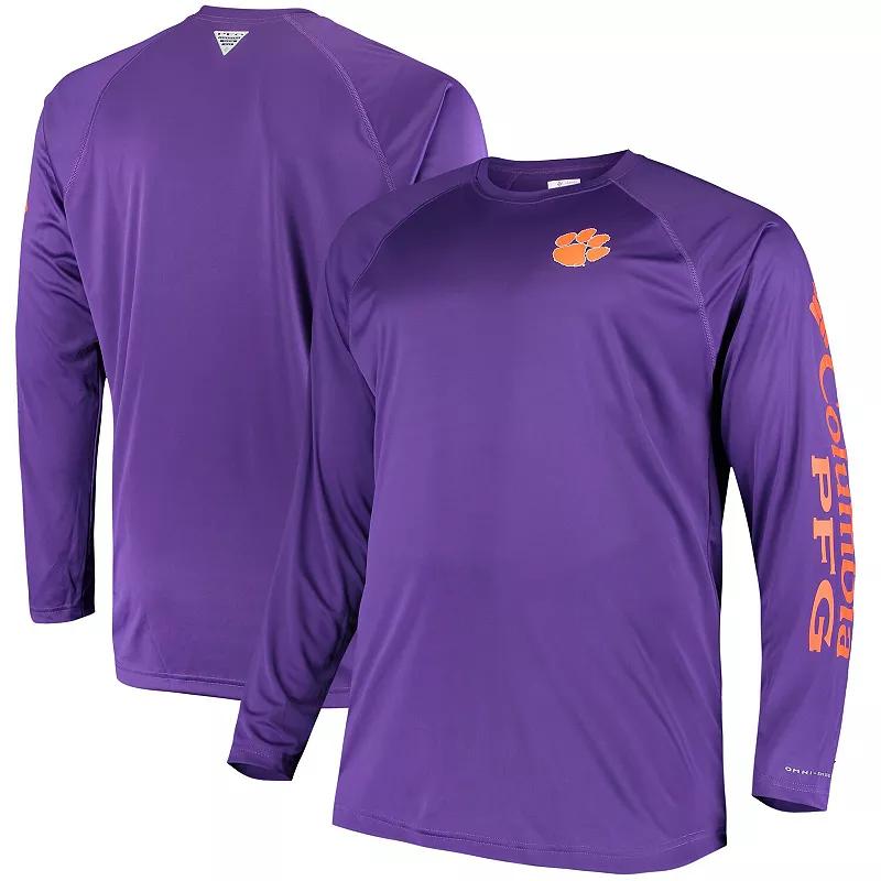 Men's Columbia Purple Clemson Tigers Big & Tall Terminal Tackle Long Sleeve Omni-Shade T-Shirt,  Product Image