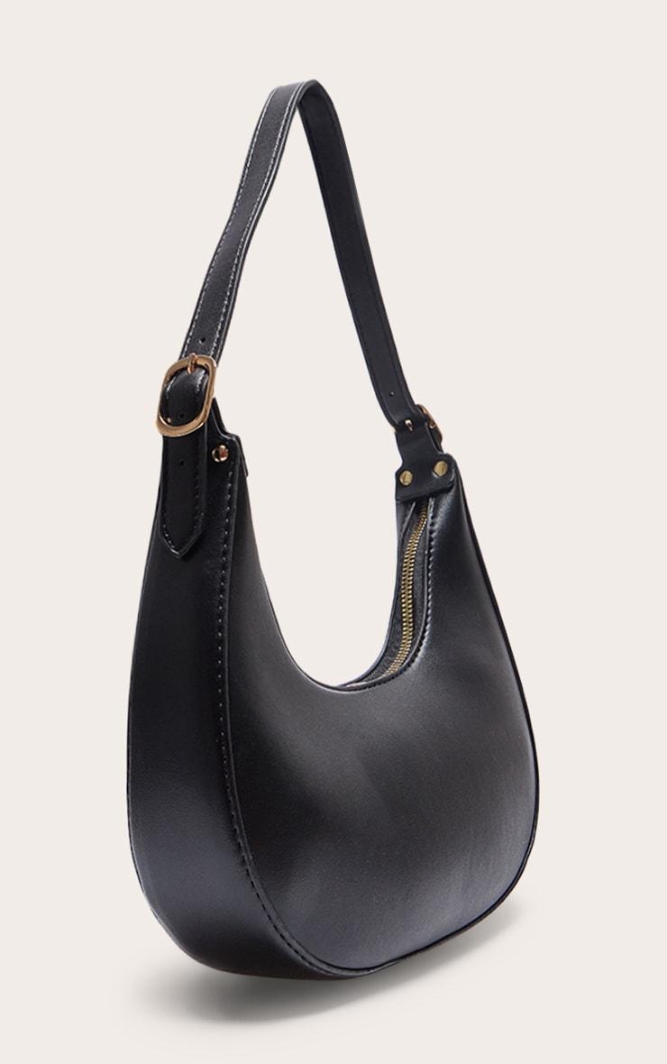 Black Curved PU Shoulder Bag Product Image