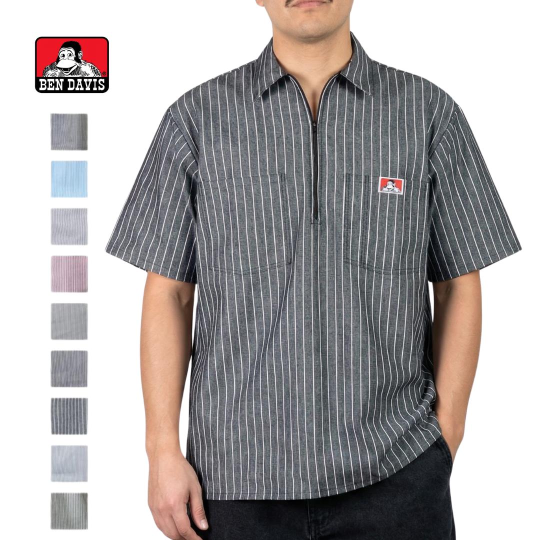Ben Davis Short Sleeve Striped Half-Zip Shirt Male Product Image