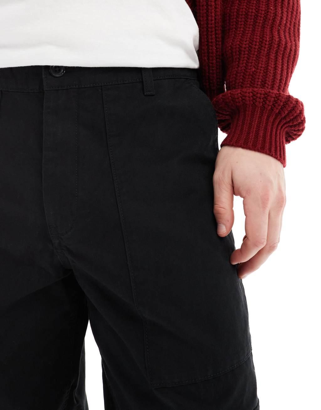 Jack & Jones loose fit workwear cargo in black Product Image