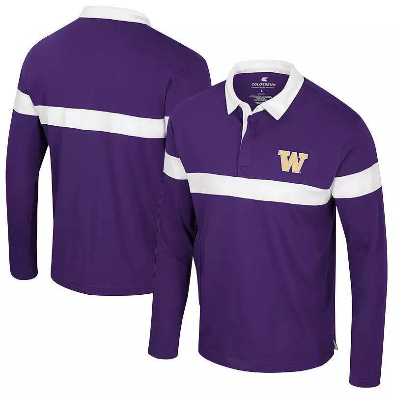 Men's Colosseum Purple Washington Huskies Too Cool For School Long Sleeve Polo,  Product Image