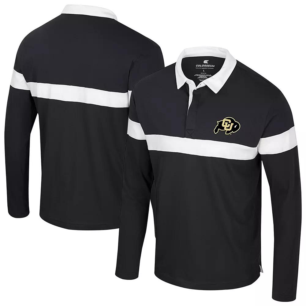 Men's Colosseum Black Colorado Buffaloes Too Cool For School Long Sleeve Polo,  Product Image