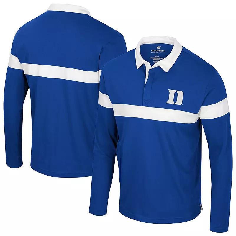 Men's Colosseum Royal Kansas Jayhawks Too Cool For School Long Sleeve Polo,  Product Image