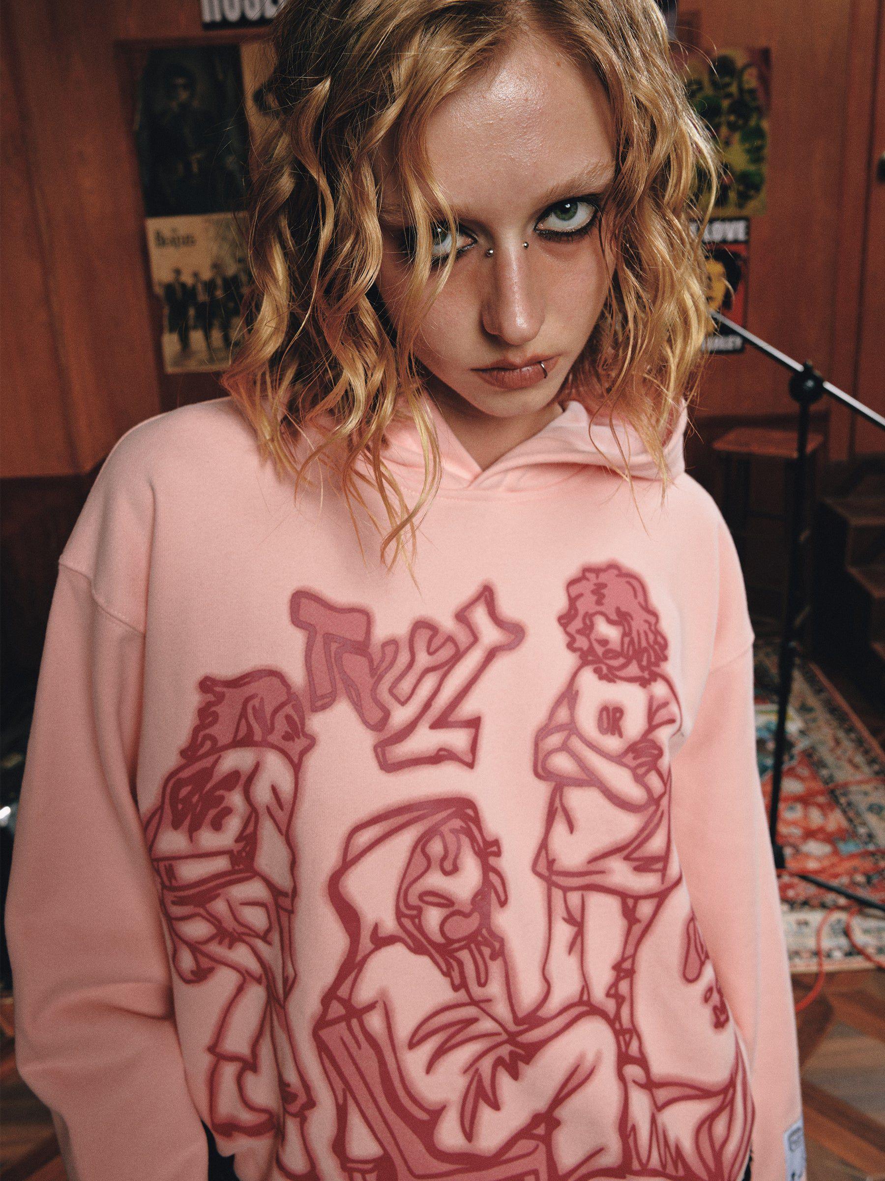 Aelfric Eden Cartoon Line Character Graphic Hoodie Product Image