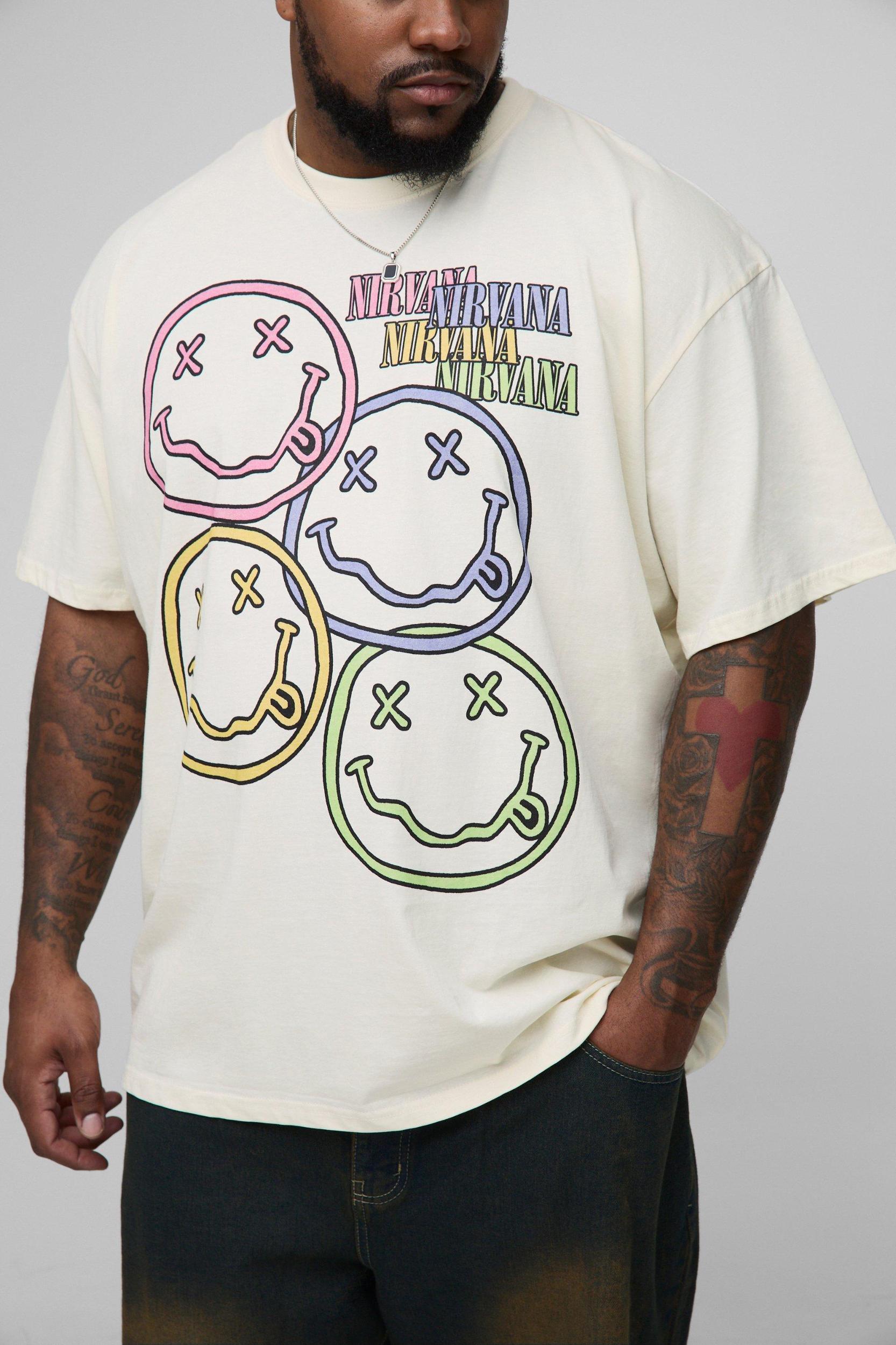 Plus Oversized Nirvana License Print T-Shirt | boohooMAN USA Product Image