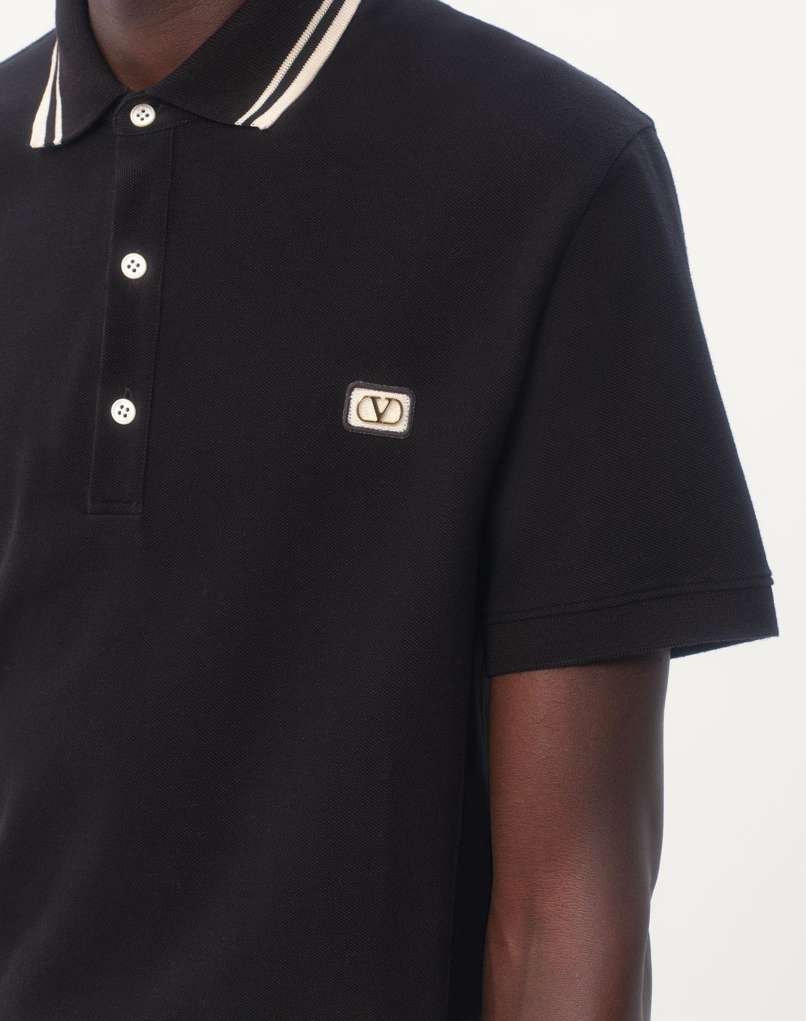 Cotton Piqué Polo Shirt With Vlogo Patch Product Image
