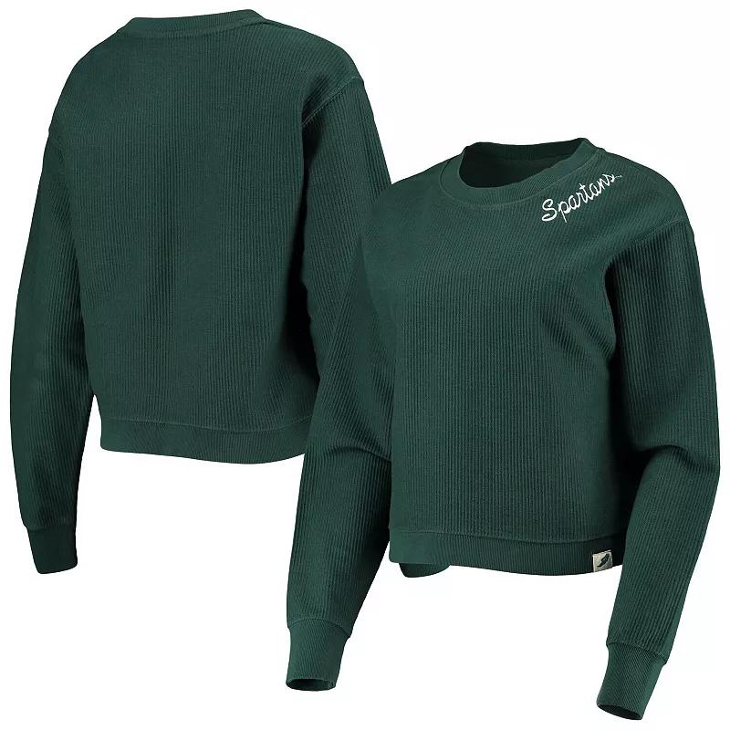 Womens League Collegiate Wear Michigan State Spartans Corded Timber Cropped Pullover Sweatshirt Product Image