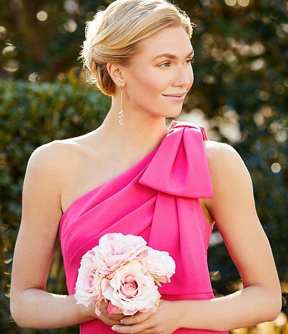 Adrianna Papell Stretch Crepe Bow One Shoulder Mermaid Gown Product Image