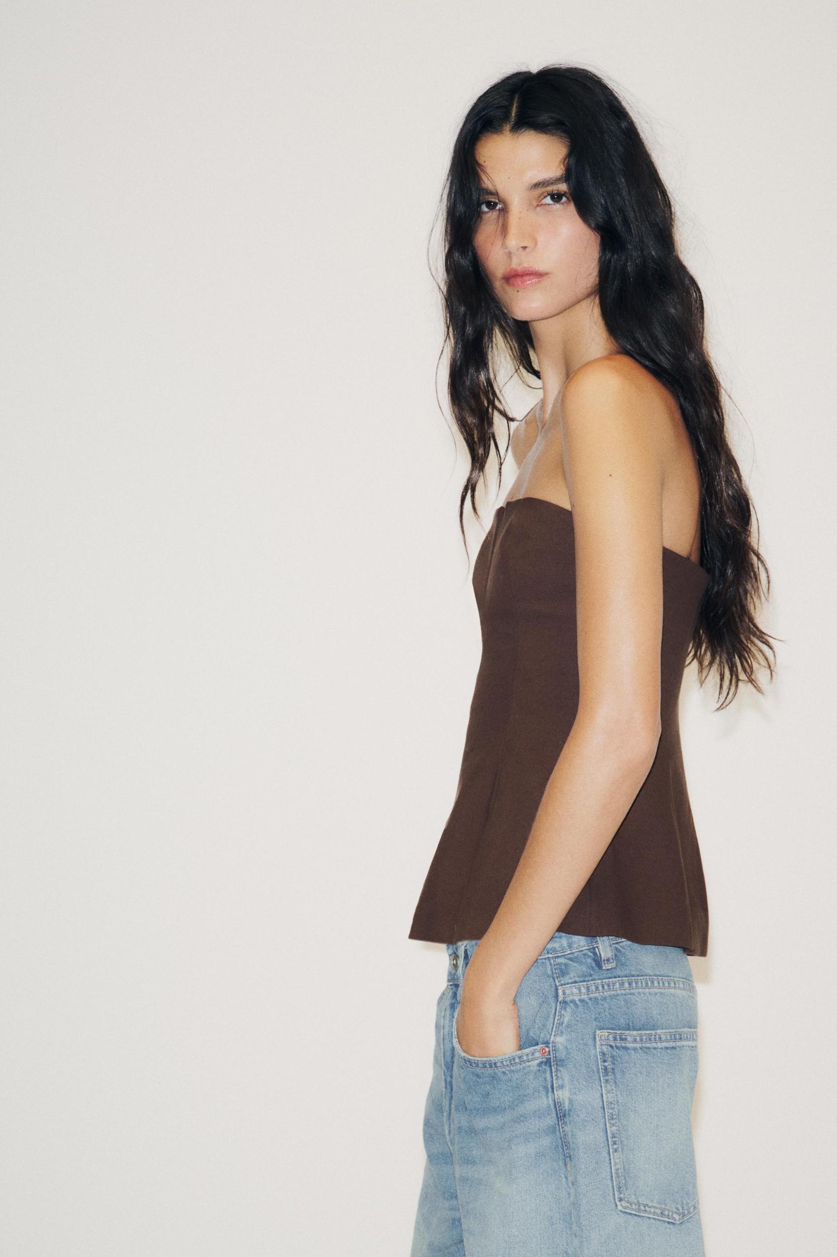 LINEN-LOOK BANDEAU TOP Product Image