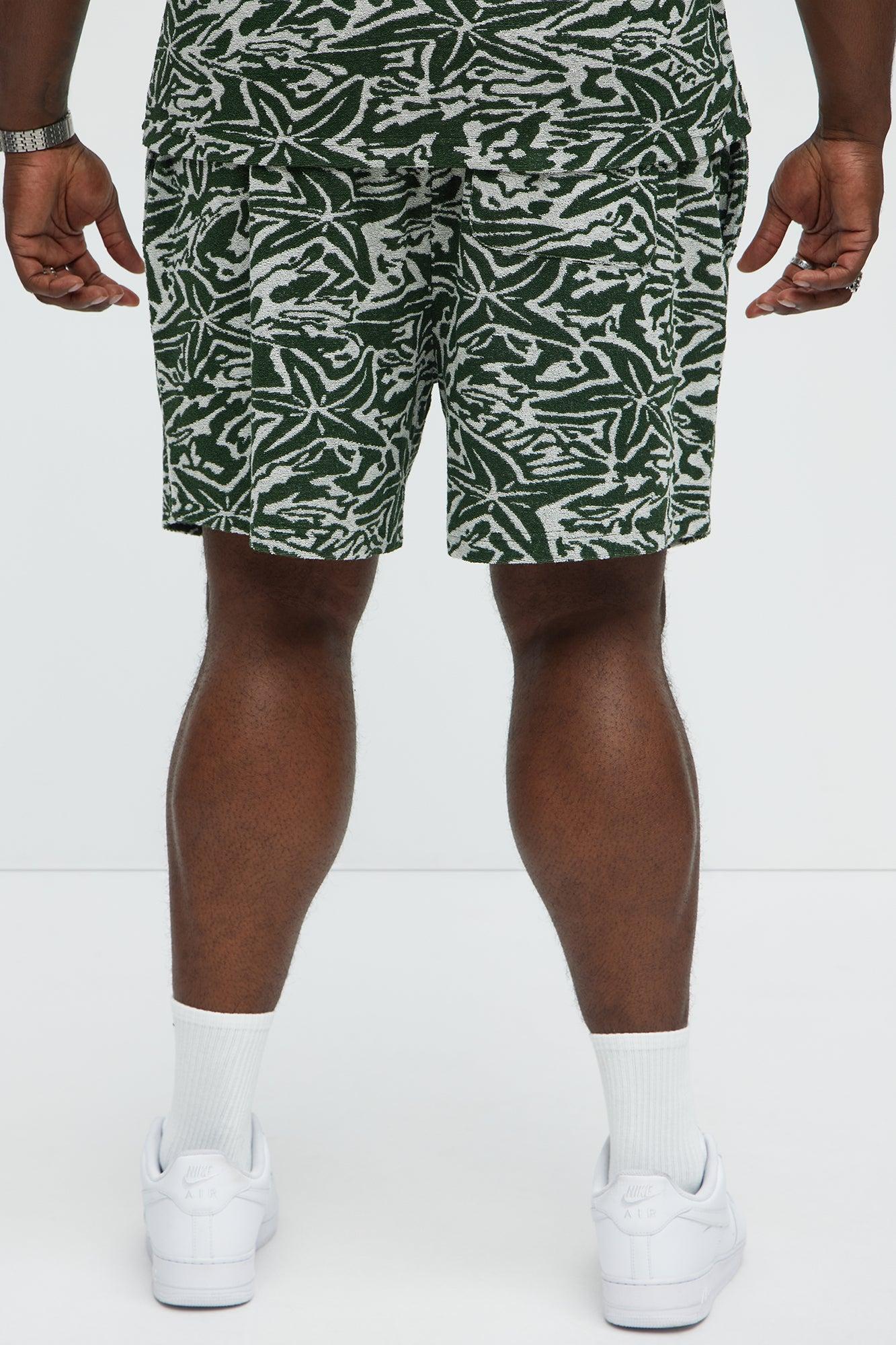By The Sea Textured Knit Shorts - Green/combo Product Image