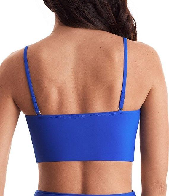 Mimi Flamingo Soleil Solid Sonny V-Neck Ruffle Trim Midkini Swim Top Product Image