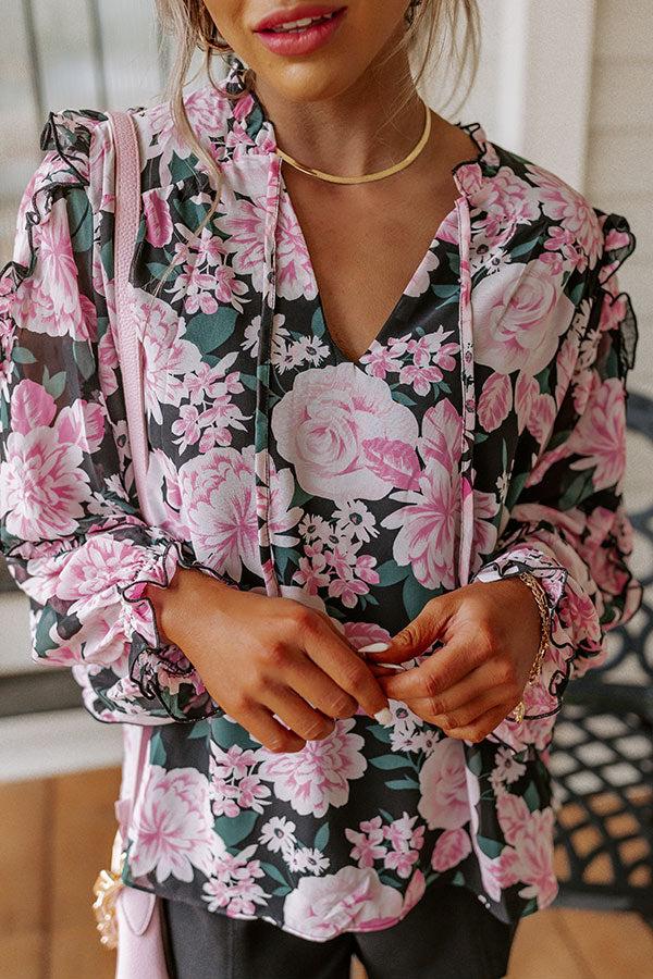 Sugary Sweet Floral Shift Top In Pink Product Image