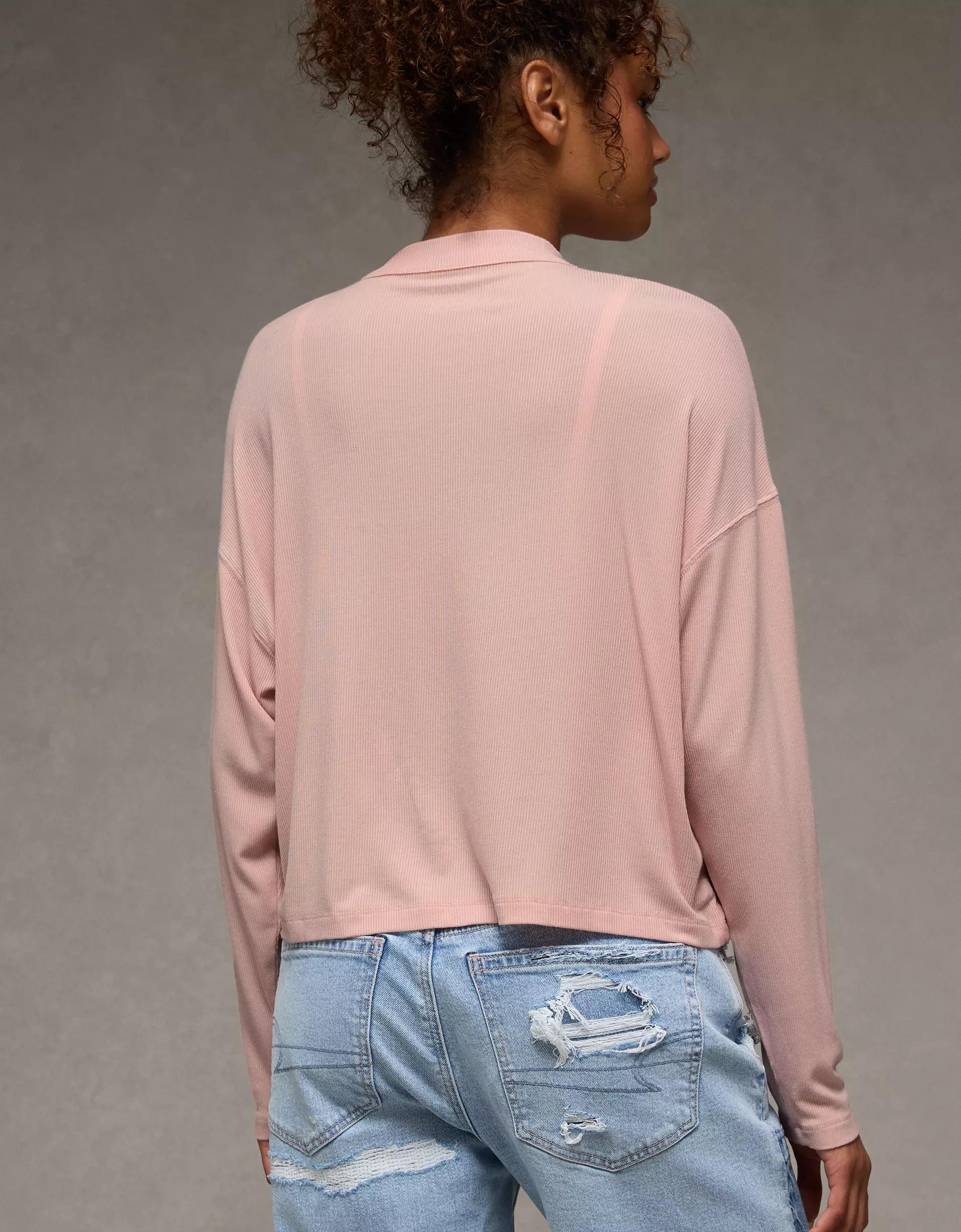AE Soft & Sexy Long Sleeve Mockneck T-Shirt Product Image
