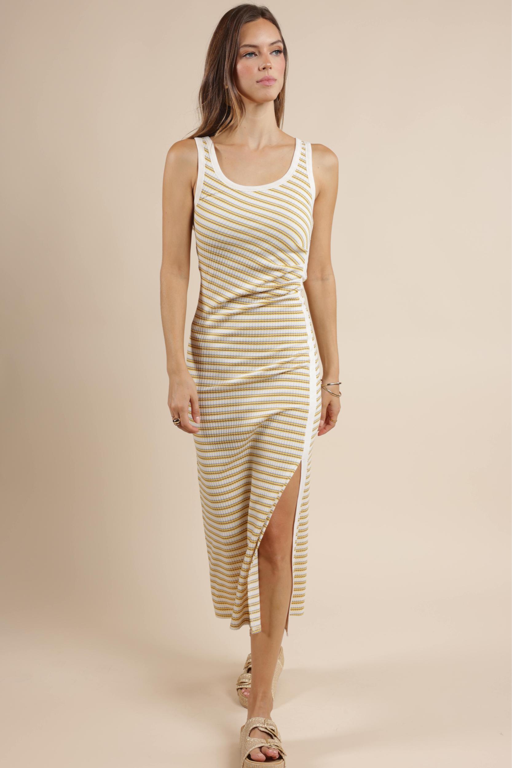Little Things Ruched Stripe Knit Dress Product Image