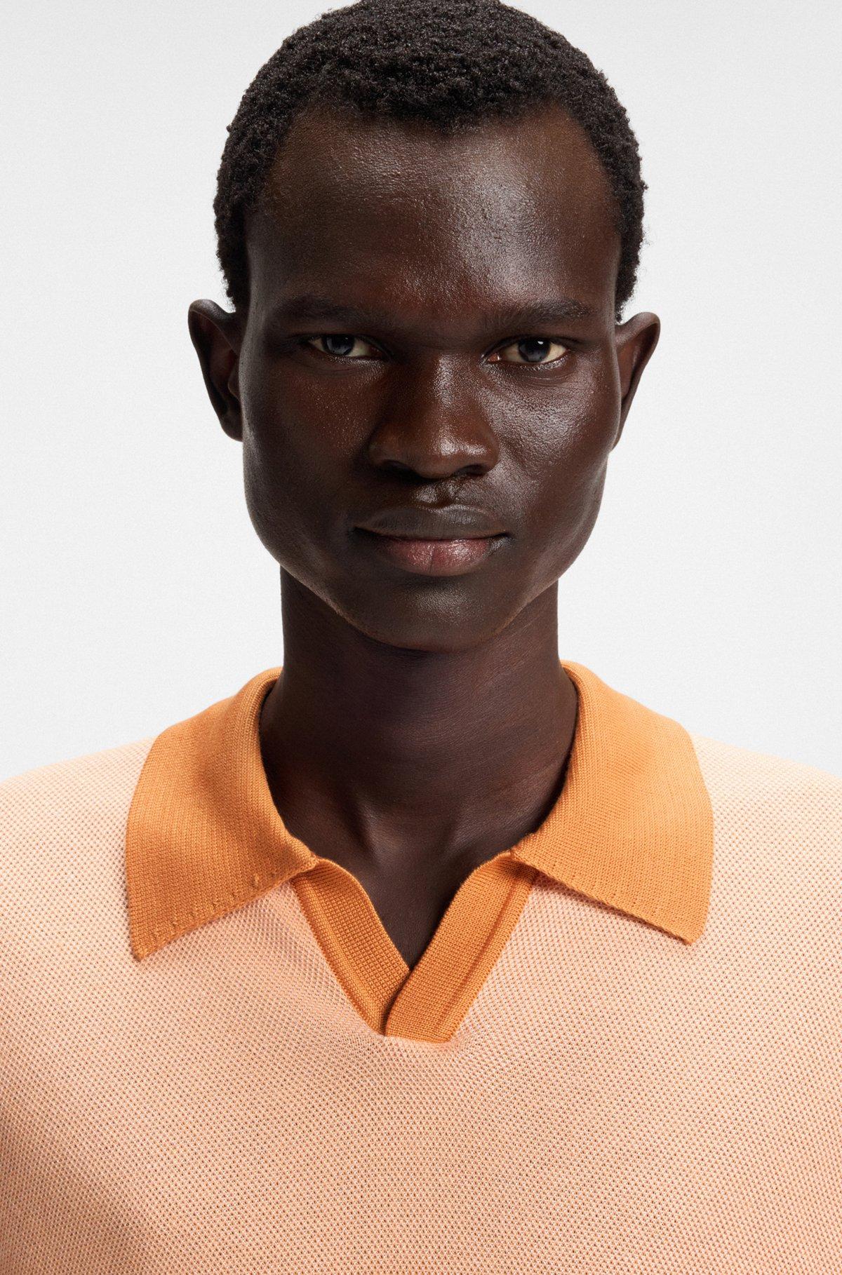 Silk-cotton sweater with Johnny collar in regular fit Product Image