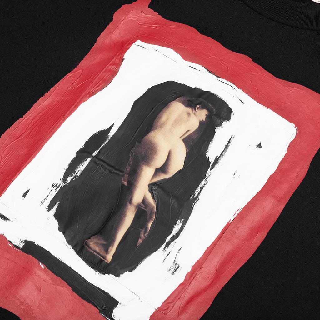 Cotton T-Shirt with Mended Patch - Black Male Product Image