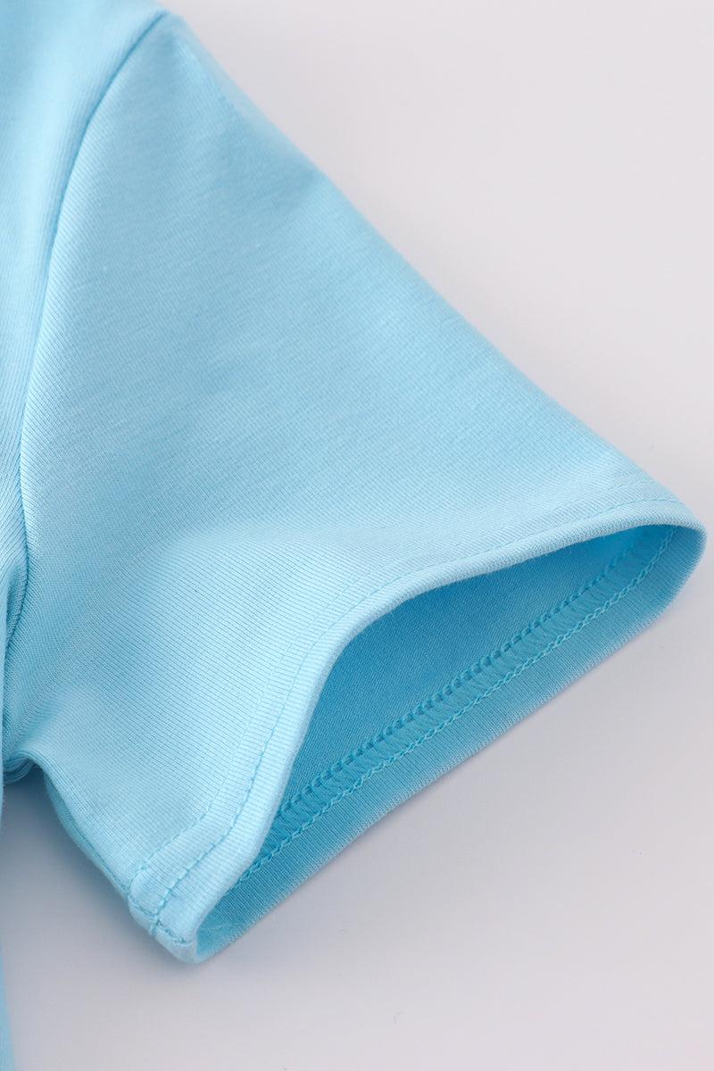 Green ice cream embroidery shorts set Product Image