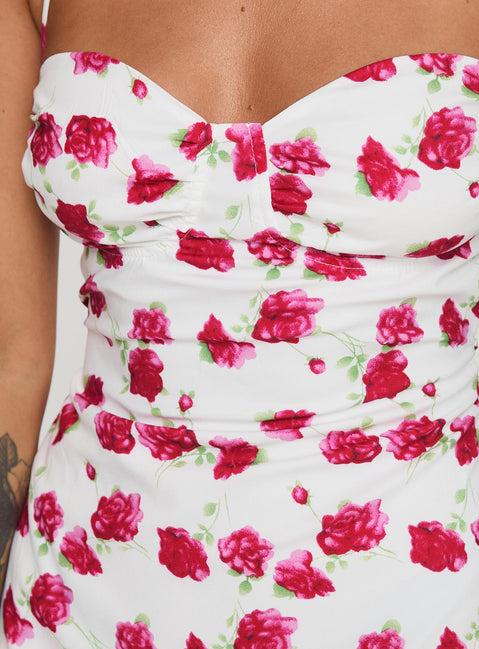 Arslan Mini Dress White Floral Product Image