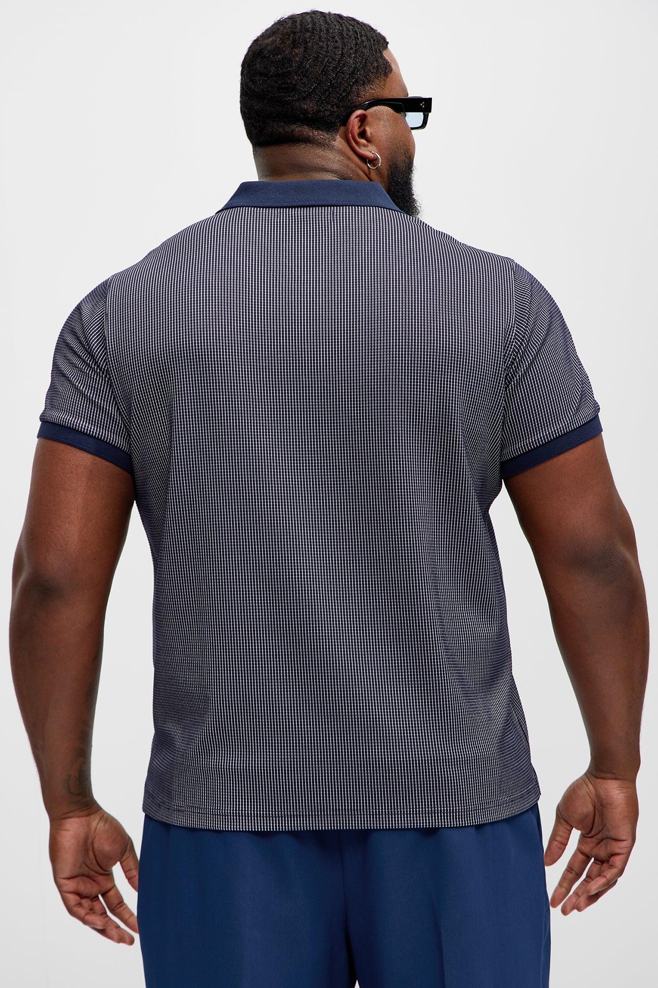 Subtle Waffle Textured Polo - Navy Product Image