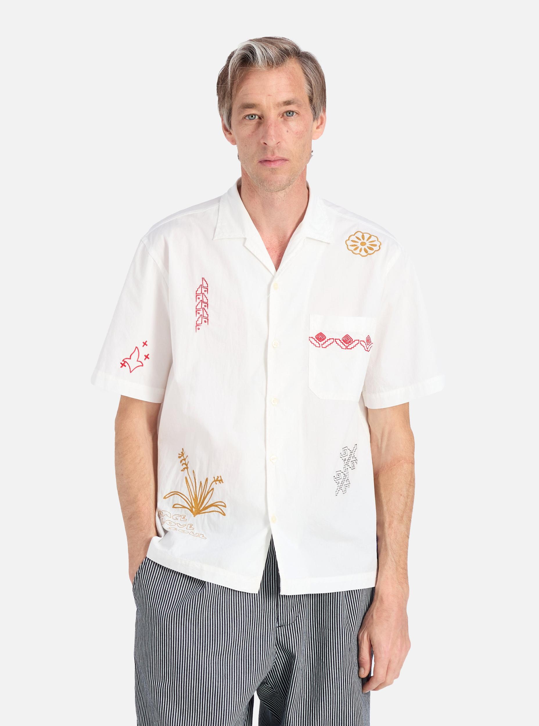 Universal Works Minari Shirt in Embroidered Ecru Poplin Product Image