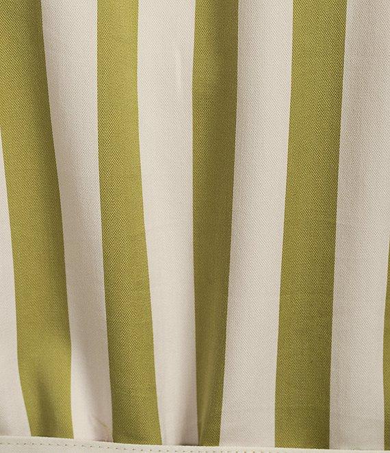 Buru Donna Day Short Sleeve Contrast Bow Detail Stripe Print Shirt Midi Dress Product Image