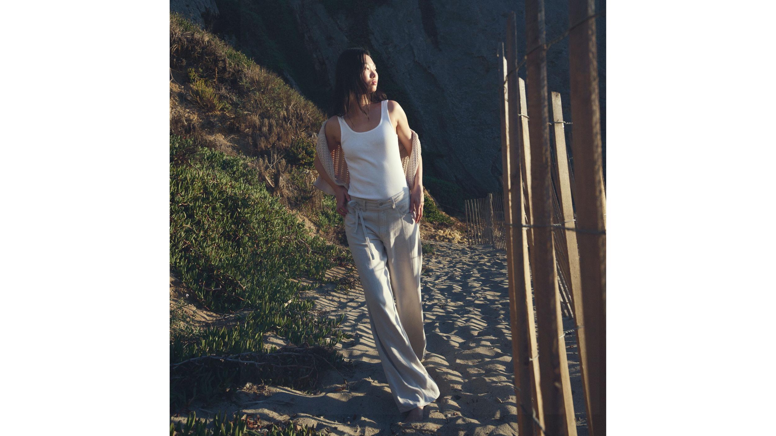 XL Baggy Straight Linen Blend Women's Pants Product Image