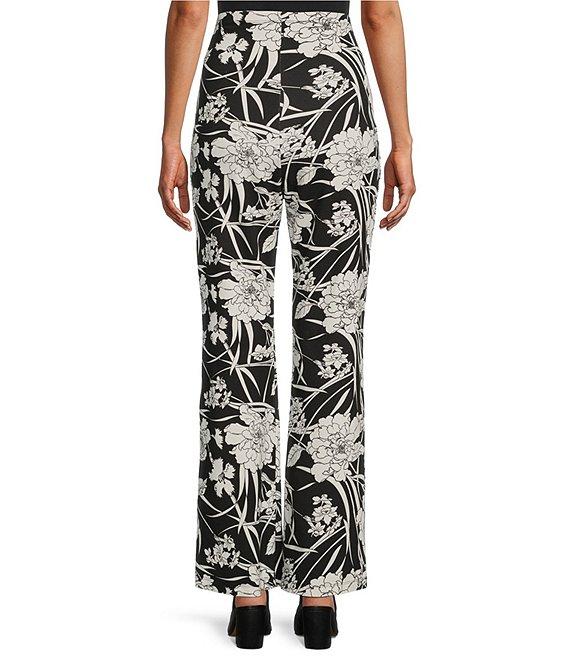 Bryn Walker Modal Ponti Floral Print High Waist Flare Leg Pants Product Image