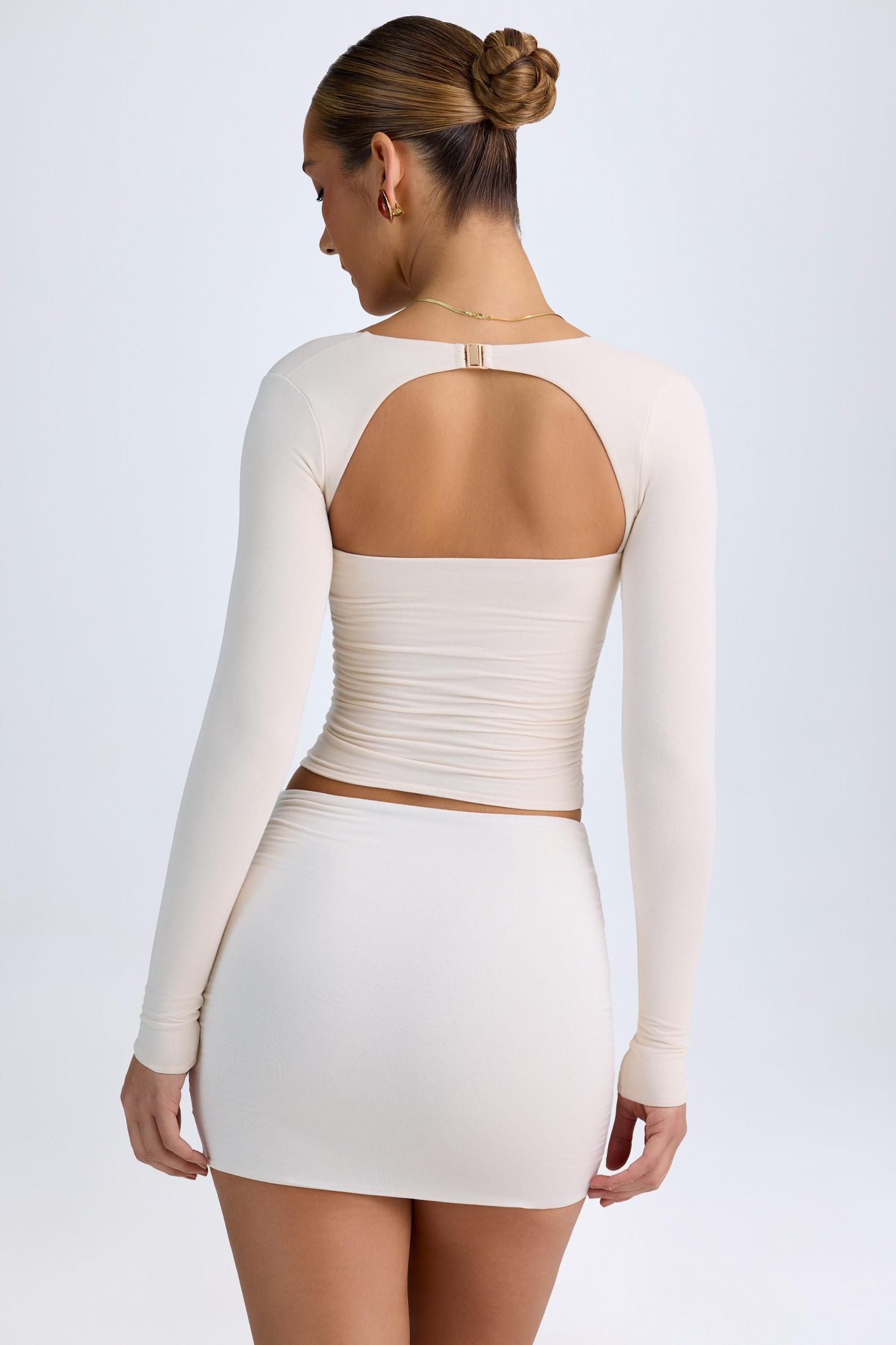 Modal Halterneck Ruched Top in Ivory Product Image