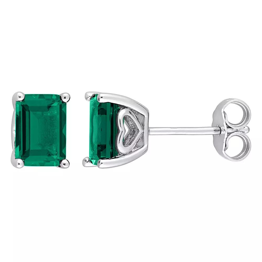 Stella Grace Sterling Silver & Gemstone Stud Earrings, Women's, Created Green Product Image