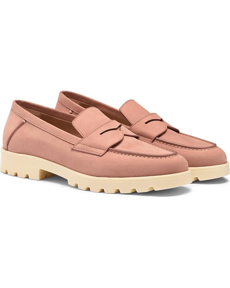 Santoni Womens Pink Nubuck LugSole Loafer Product Image