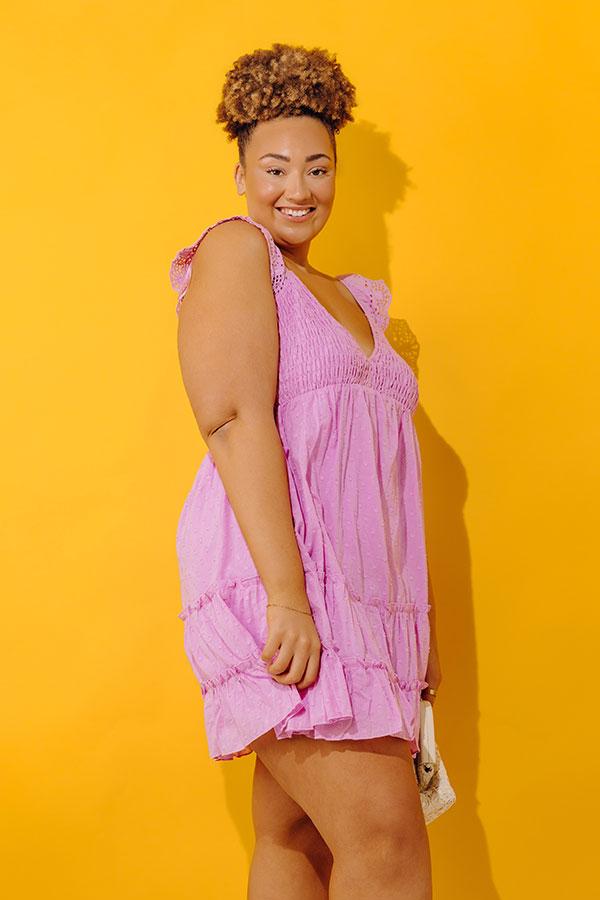 Sweetly Styled Smocked Tiered Mini Dress In Dusty Purple Curves Product Image