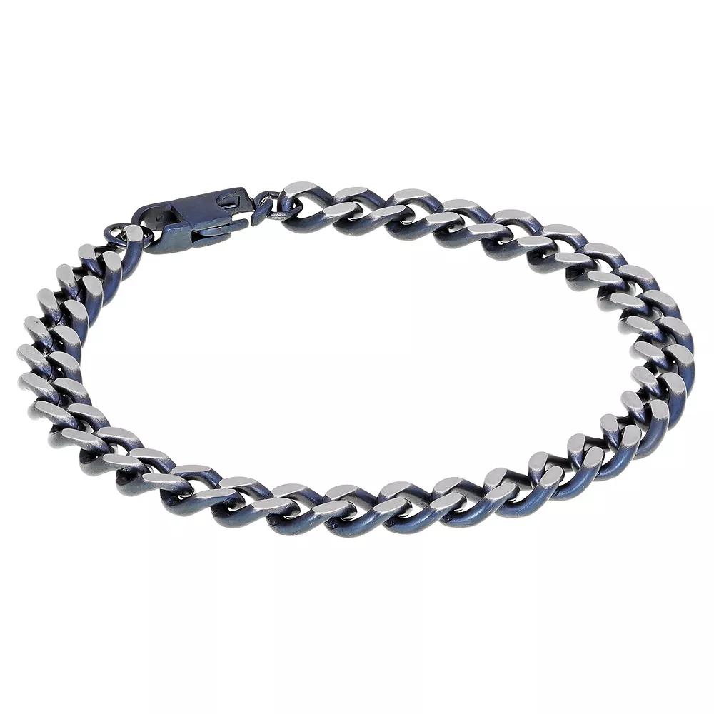 Men's LYNX Gray Stainless Steel Curb Chain Bracelet, Size: 8.5" Product Image
