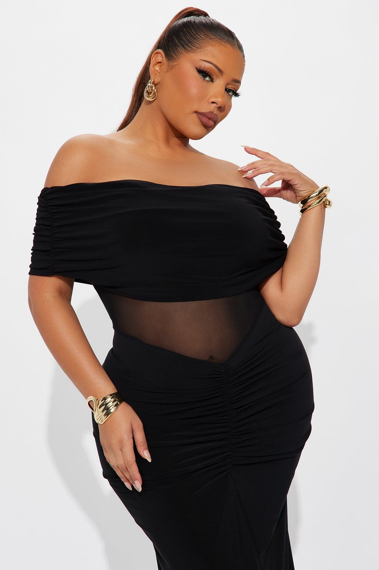 Jesika Ruched Off Shoulder Maxi Dress - Black Female Product Image