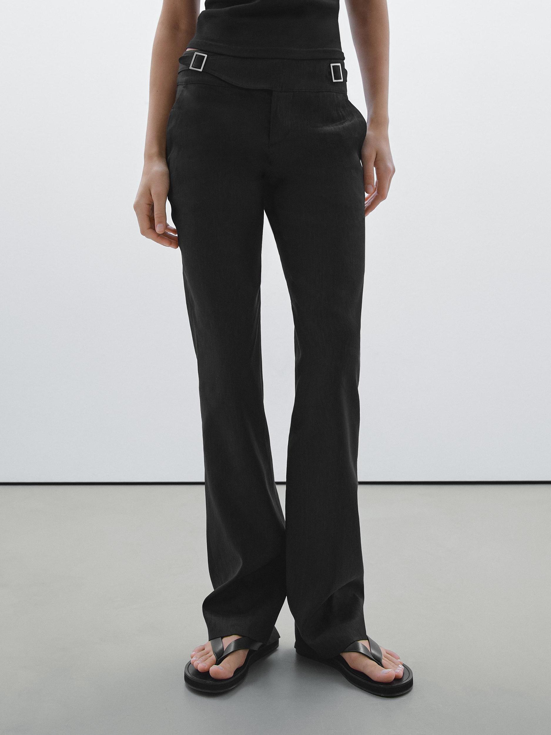 Straight-leg low-rise stretch trousers Product Image