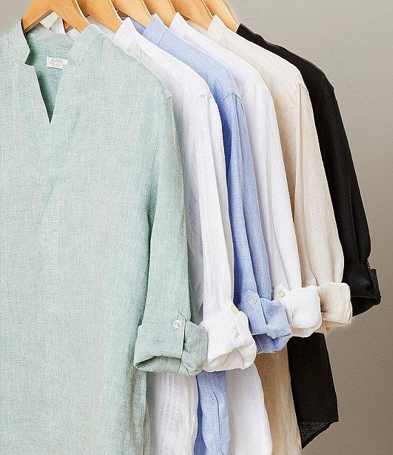 Murano Baird McNutt Linen Classic Fit Plaid Textured Long Sleeve Woven Shirt Product Image