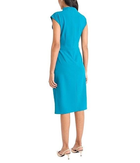 Maggy London Cap Sleeve Draped Sheath Midi Dress Product Image