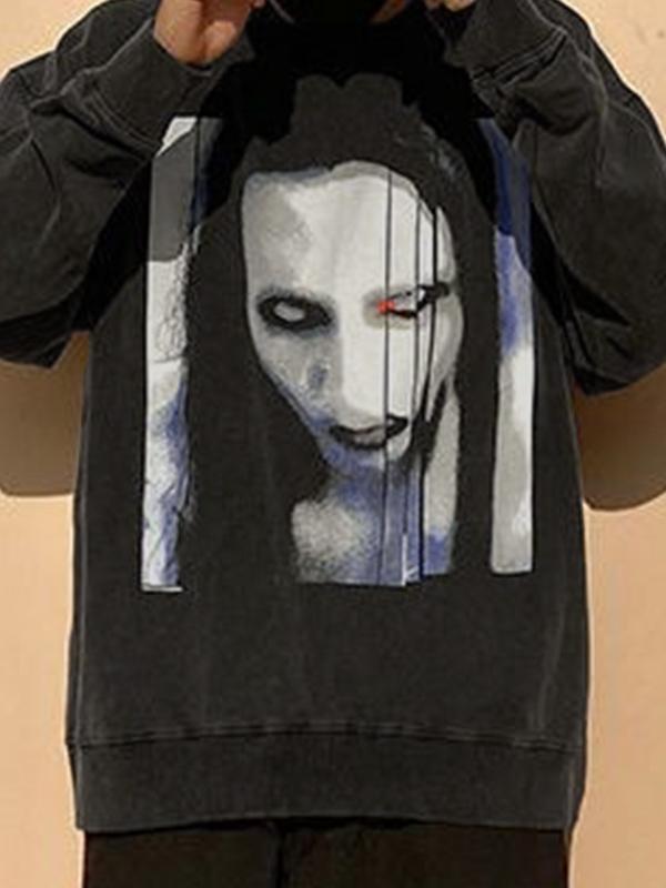 Men's Fleece Street Portrait Print Sweatshirt Product Image