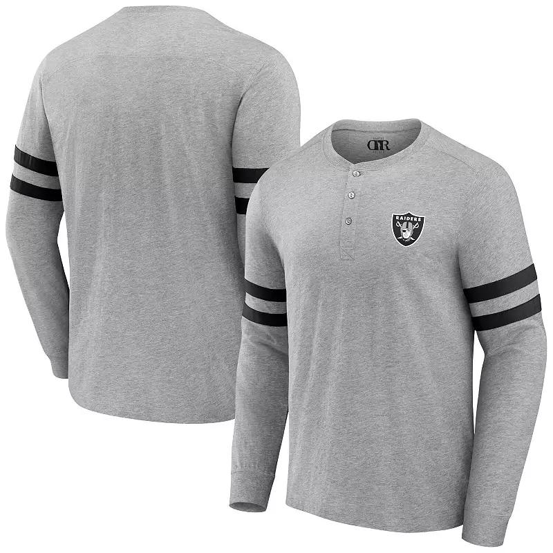 Men's NFL x Darius Rucker Collection by Fanatics Heather Gray Las Vegas Raiders Henley Long Sleeve T-Shirt,  Product Image