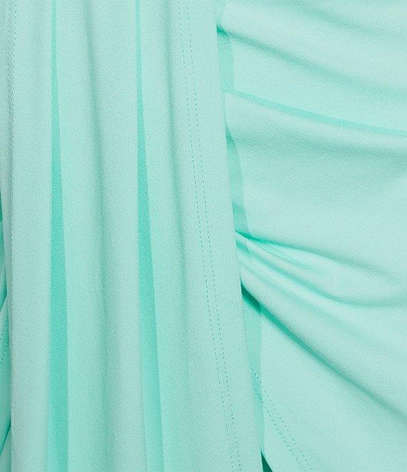 Susana Monaco Knit Pleated V-Neck Short Sleeve Wrap Dress Product Image