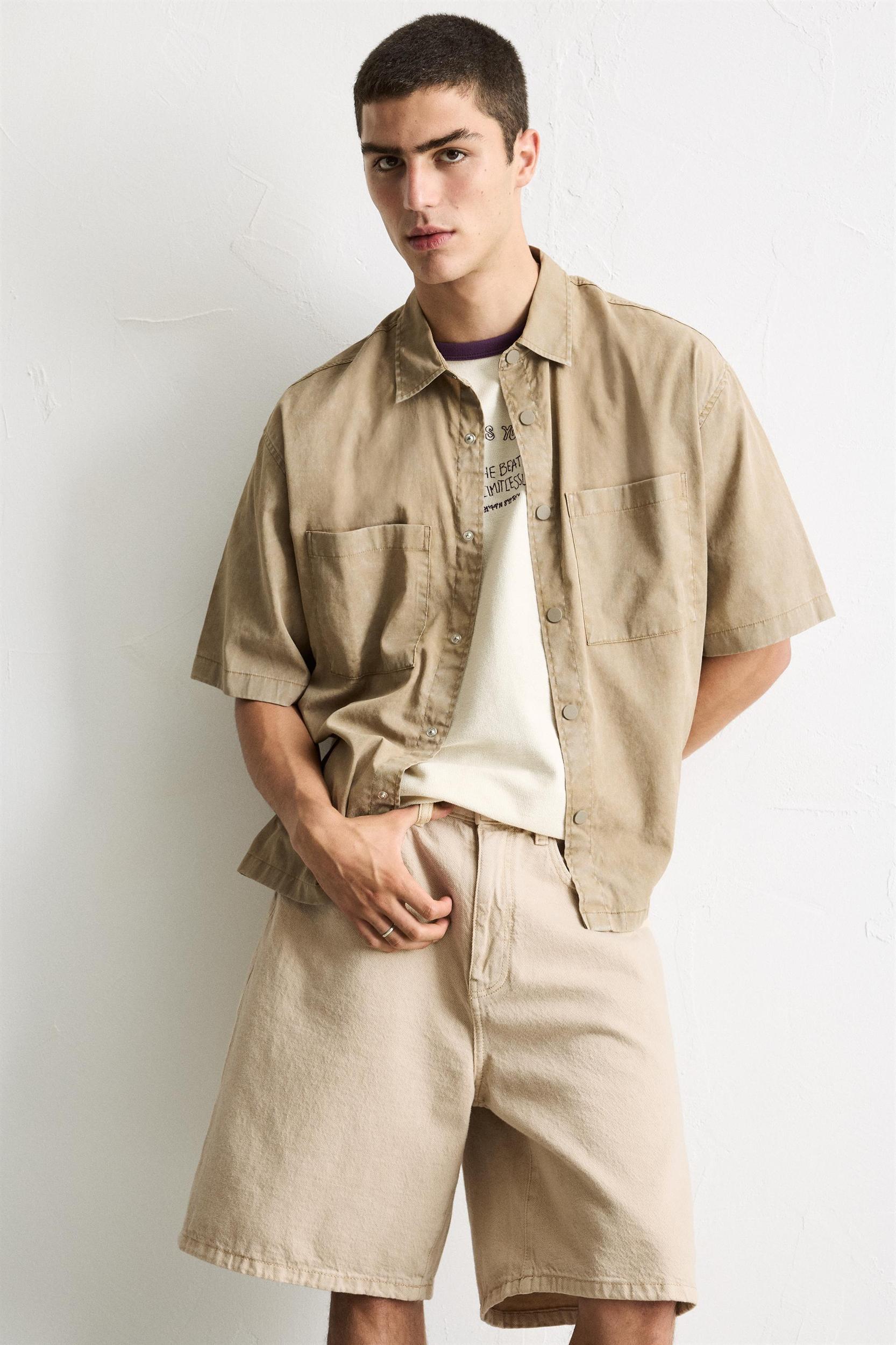 Baggy denim Bermuda shorts Product Image