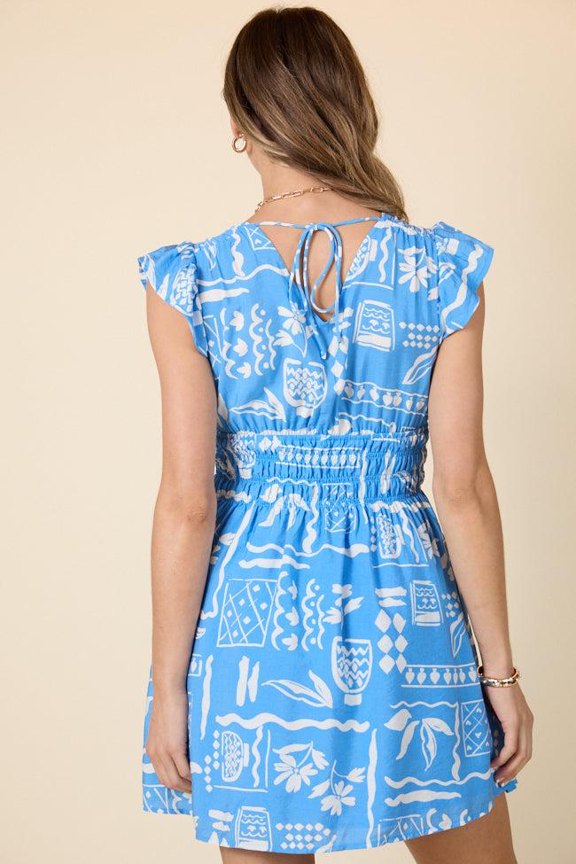 Low Tide Blue Icon Print Mini Dress SALE Product Image