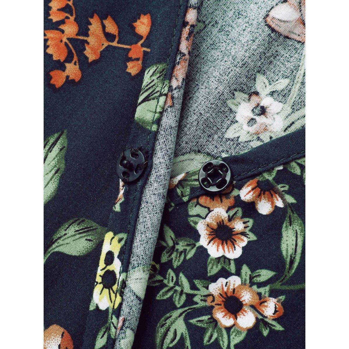 Plus Size Rayon Floral Side-Tie Stretchy Midi Dress Indigo Women Timeless Overlap Collar Short sleeve Curvy BloomChic 26/4X Product Image